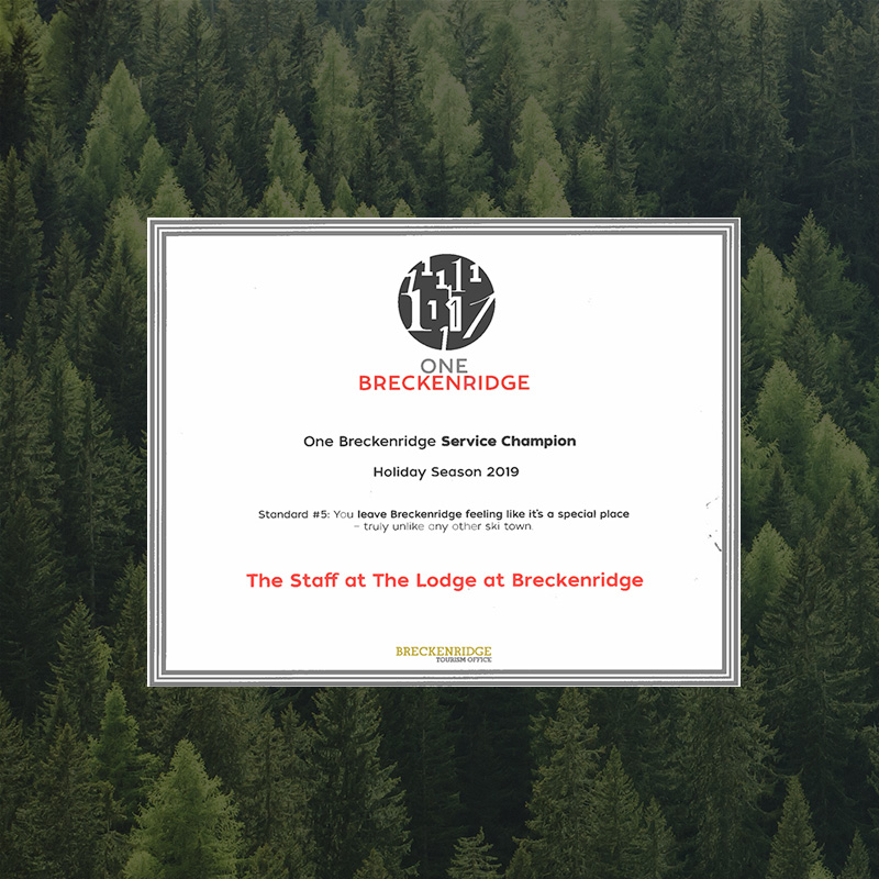 One Breckenridge award for The Lodge at Breckenridge in Breckenridge, Colorado